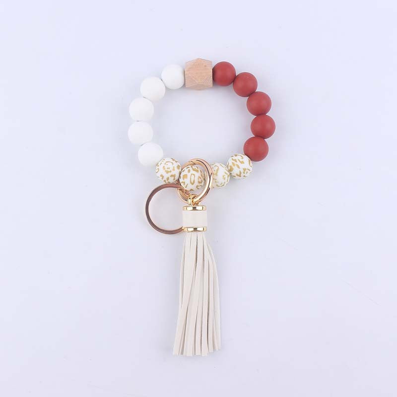 Llaves de muñeca con cuentas de silicona impresas al por mayor